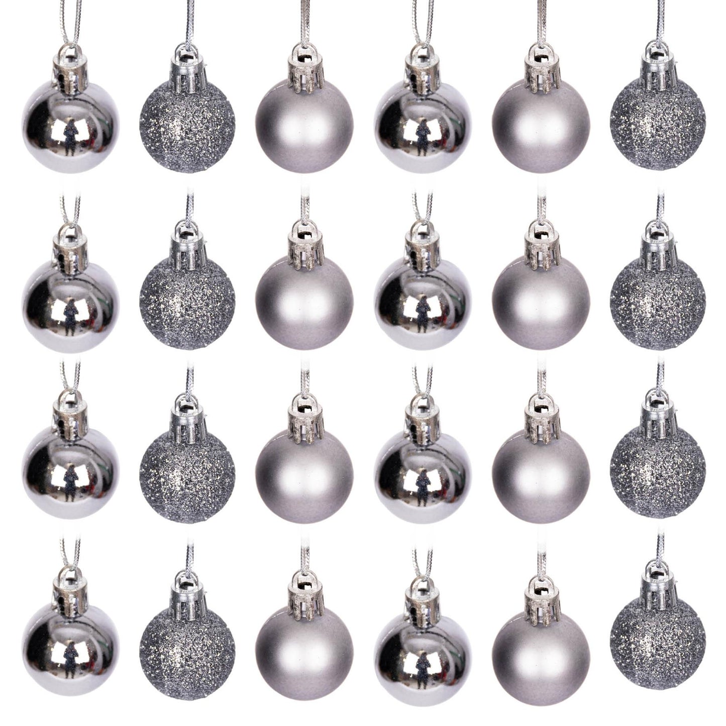 Mid Grey Baubles 3CM 24PCS Set