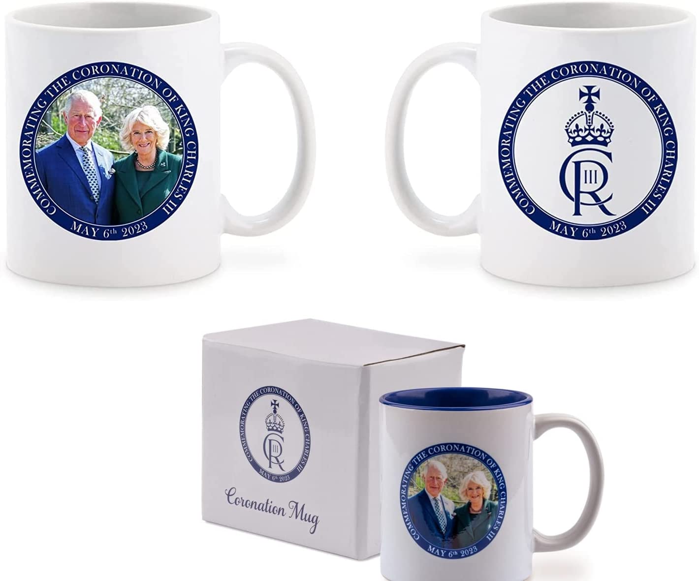 King Charles III and Queen Consort Camilla Portrait Mug Memorabilia King's Coronation Coffee Tea Cup Commemorative Souvenirs Gift His Majesty, White