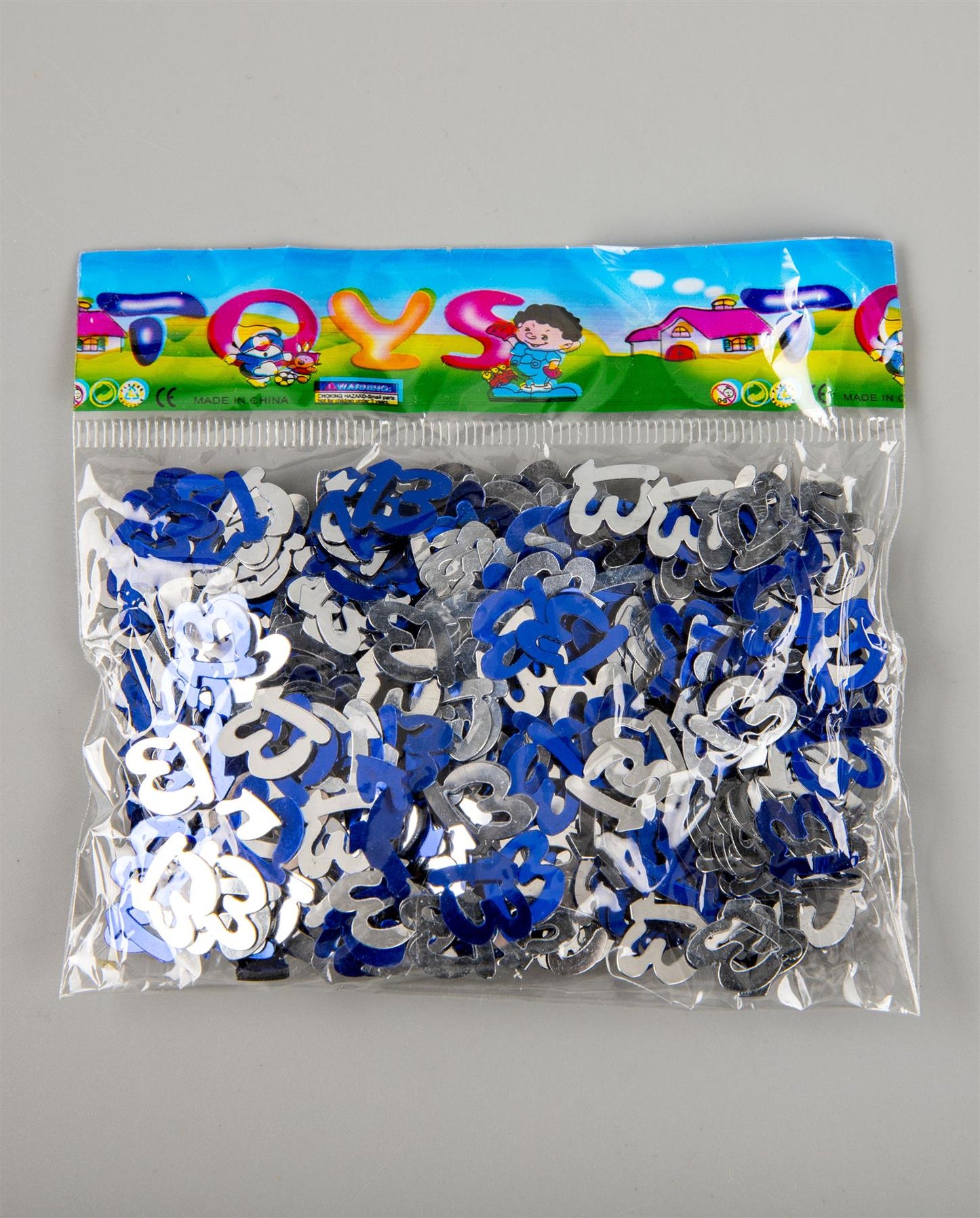 4-Pack 13th Birthday Blue and Silver Confetti