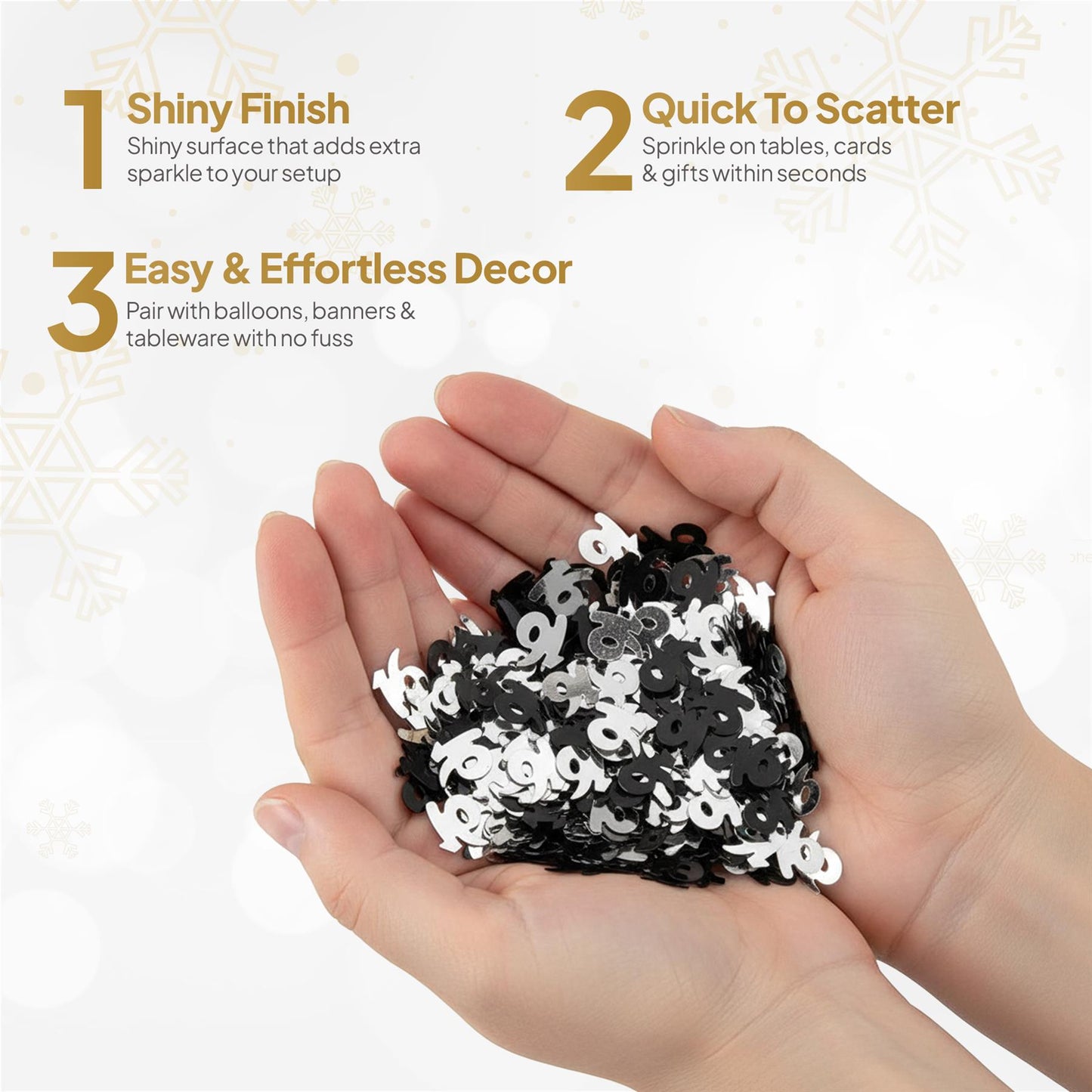 4x 14g Black-Silver 16th Birthday Confetti