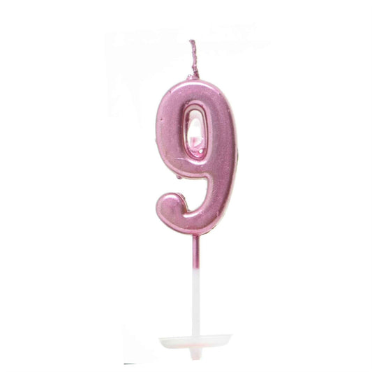 Pink Number 9 Candle