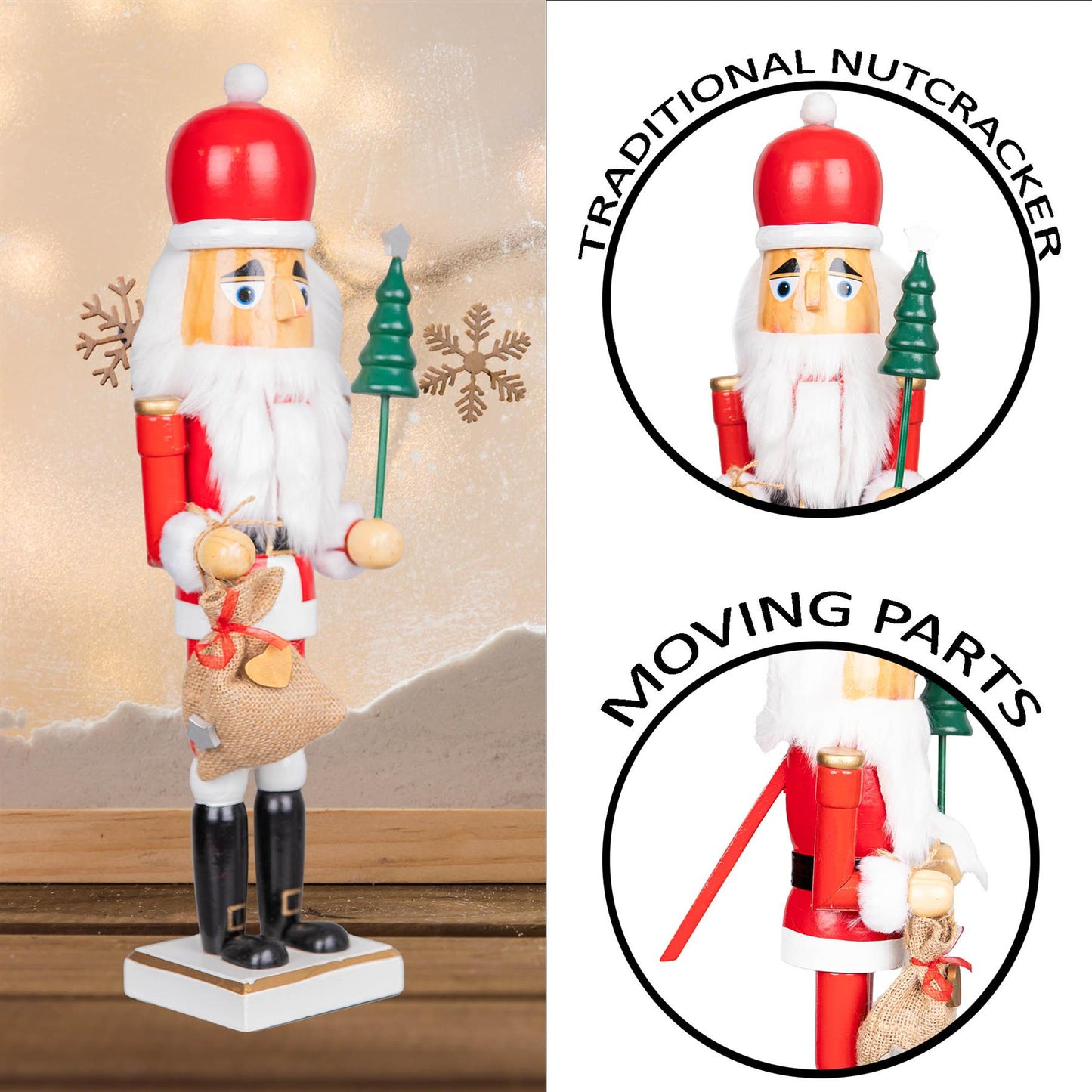 50cm Wooden Nutcracker Santa Figure