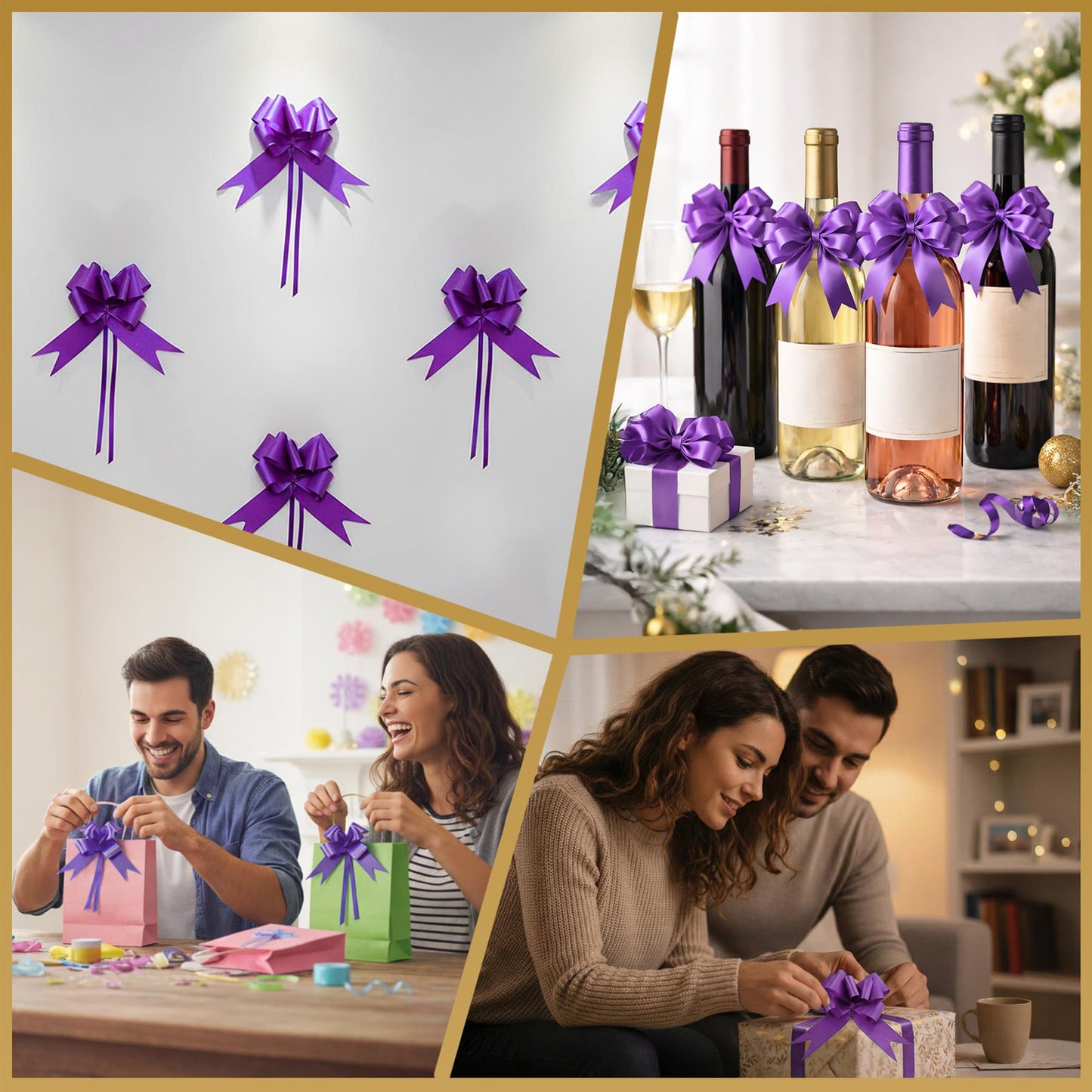 Shatchi 30pcs Purple 30mm/3cm Pull Bows Gift Wrap & Hampers
