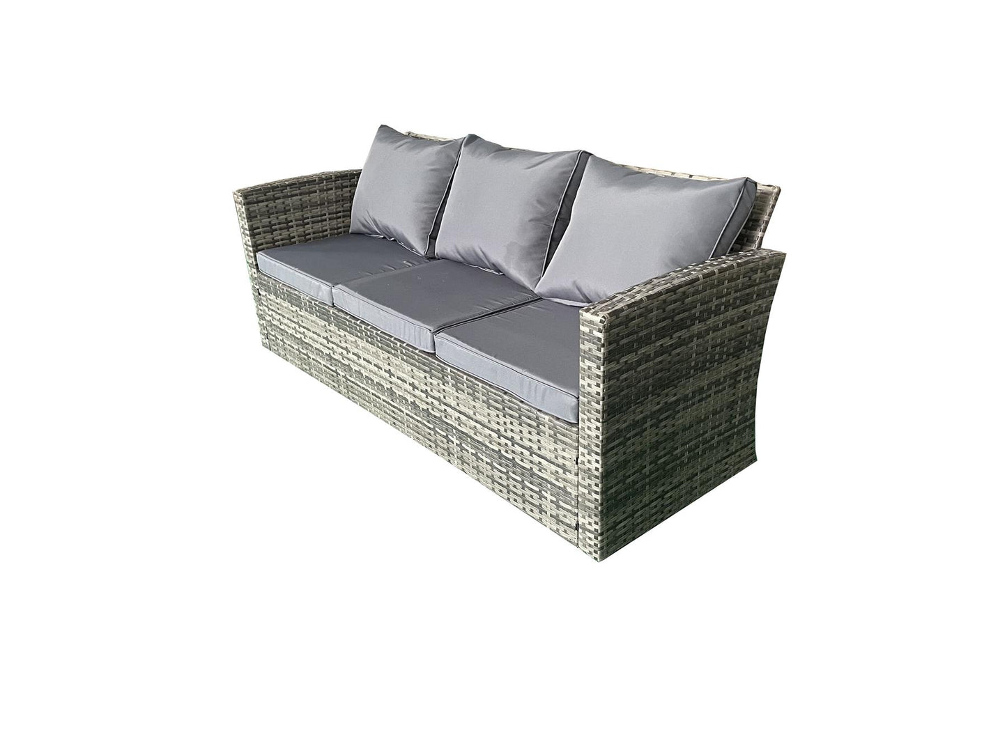 Grey Rattan Sofa Set (3 Seater, 2 Seater, 2 Chairs, 1 Storage Box, 1 Table)