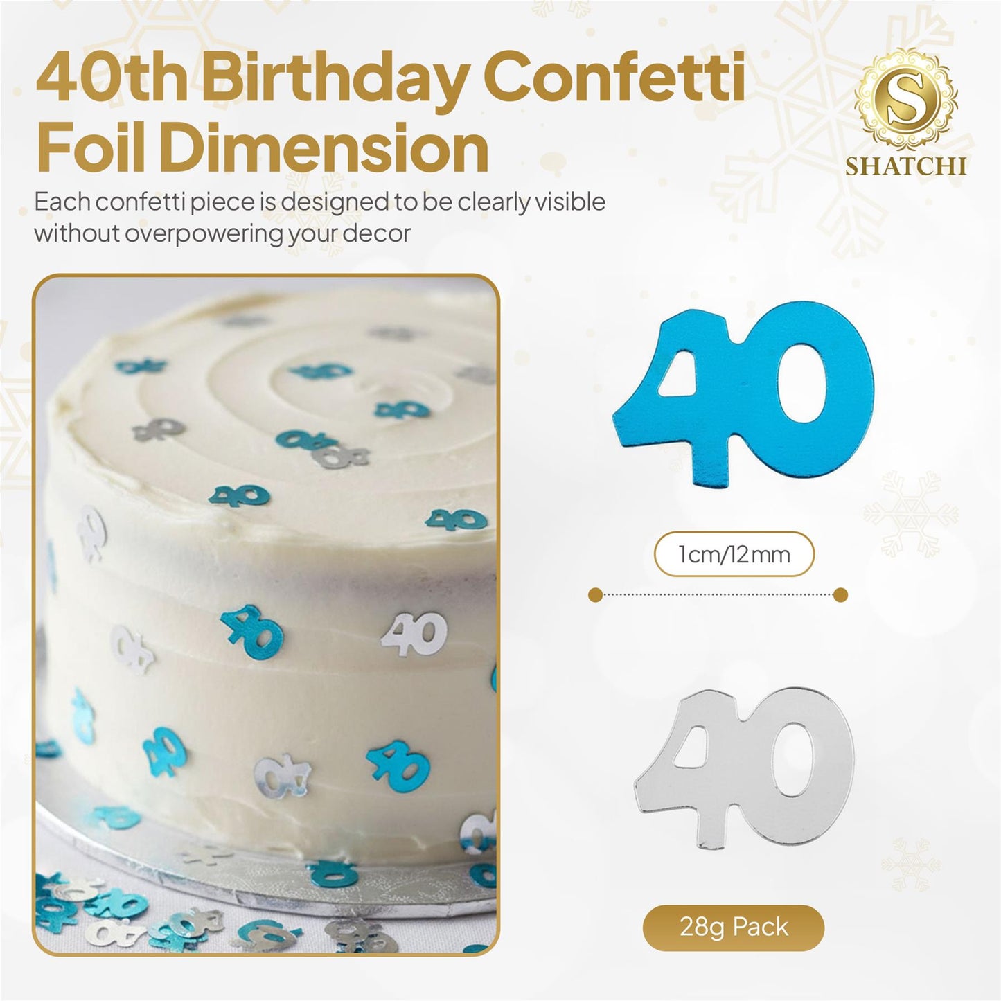2 Packs of 40th Blue Happy Birthday Confetti 14g each