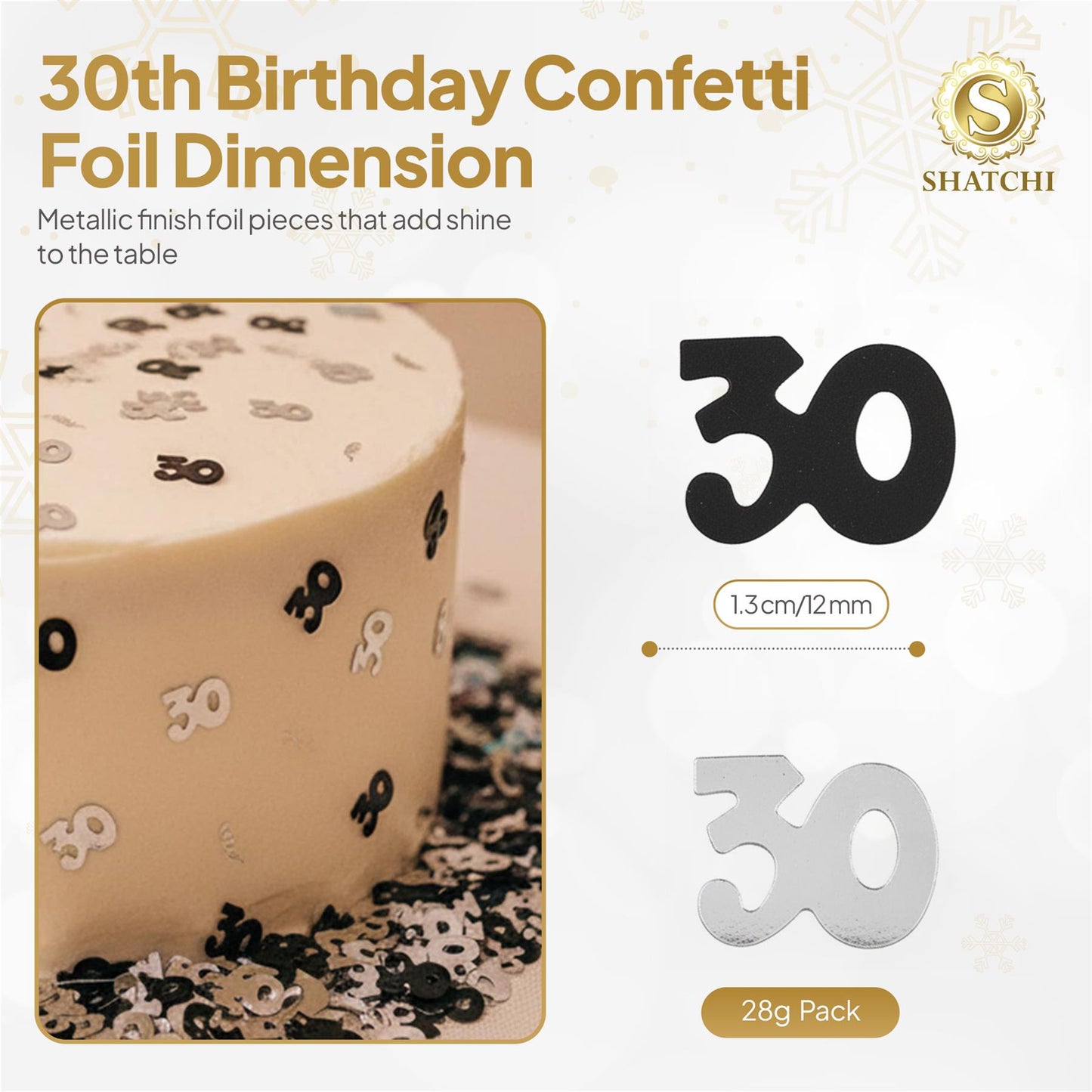 2x 14g 30th Black Happy Birthday Confetti