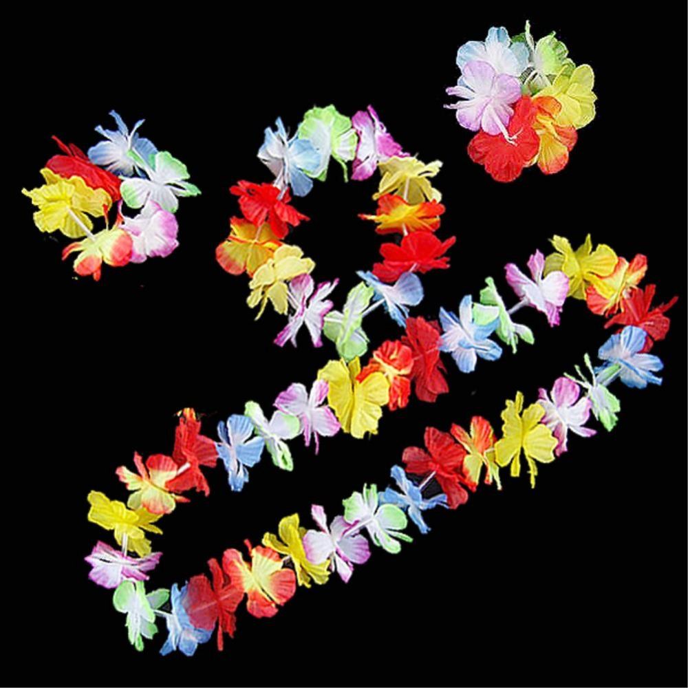 4 pcs Hawaiian Flower Lei Necklace