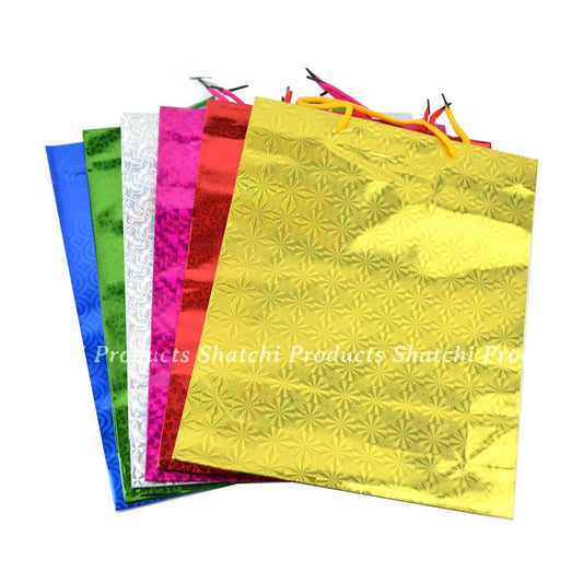 4 Assorted Large Holographic Decorative Paper Gift Bags