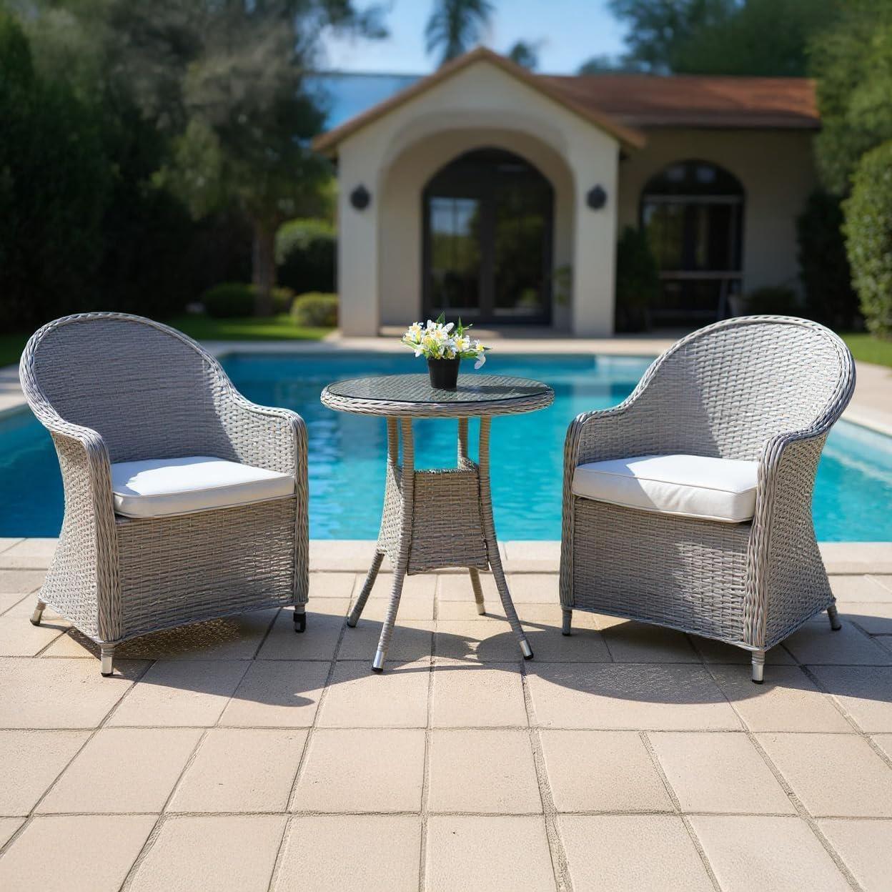 Sorrento 2 Seater Rattan Bistro Set 3Pcs