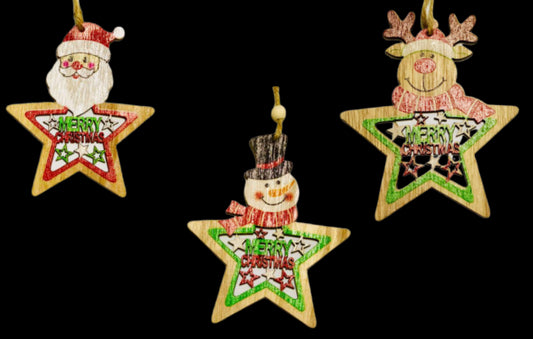 3 Pcs Wooden Craft Ornaments for Christmas