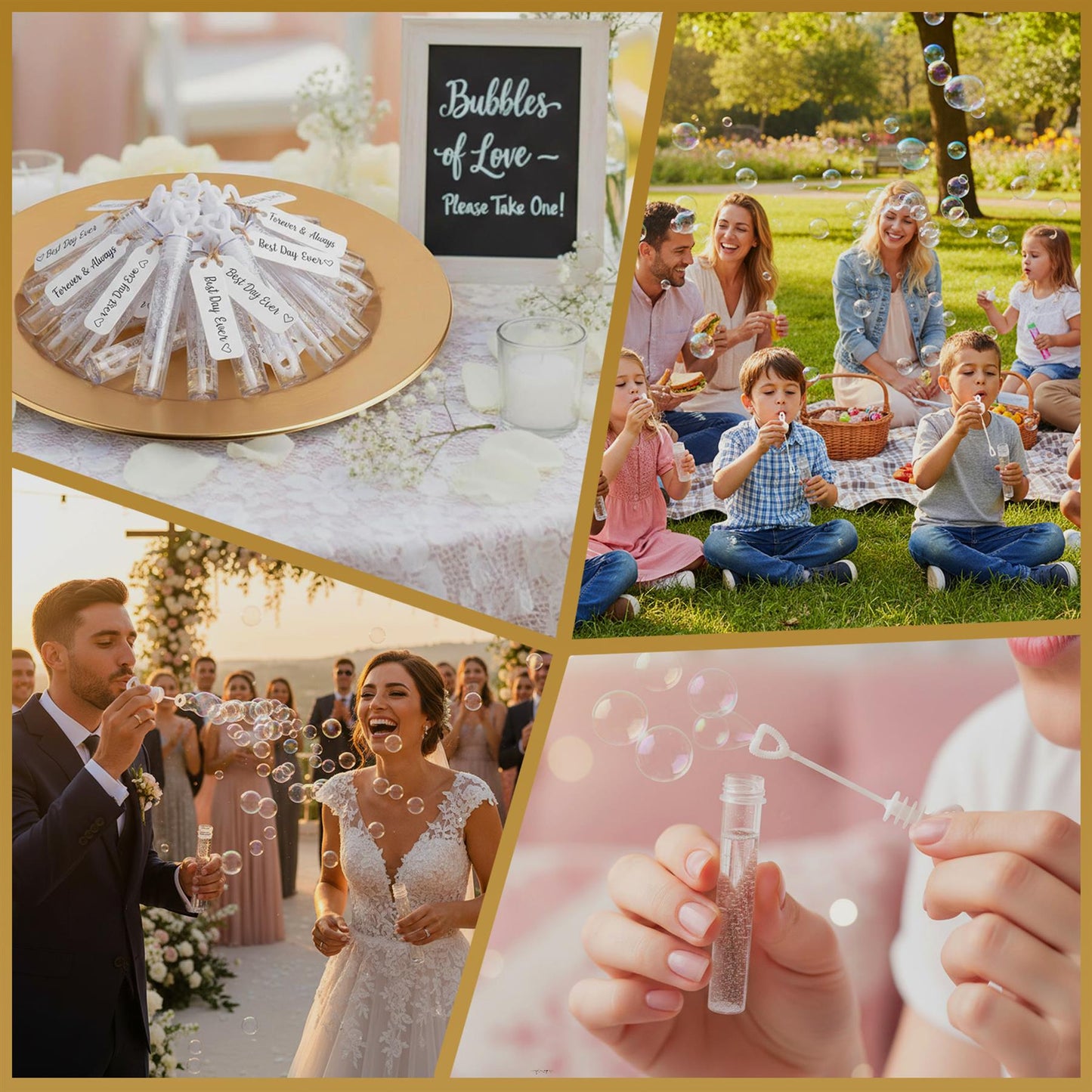 144 Wedding Heart Wand Tubes - Bubble Favours
