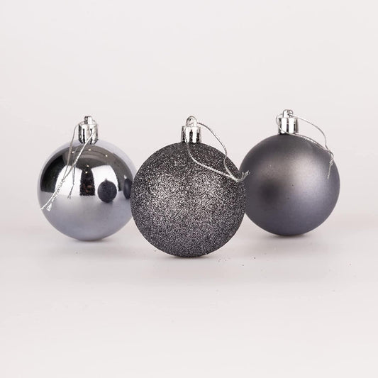 Baubles Dark Grey 5cm - 12Pcs Set PVC