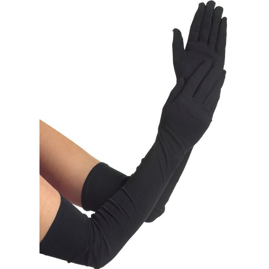 Women's Black Elbow Length Gloves (55cm)