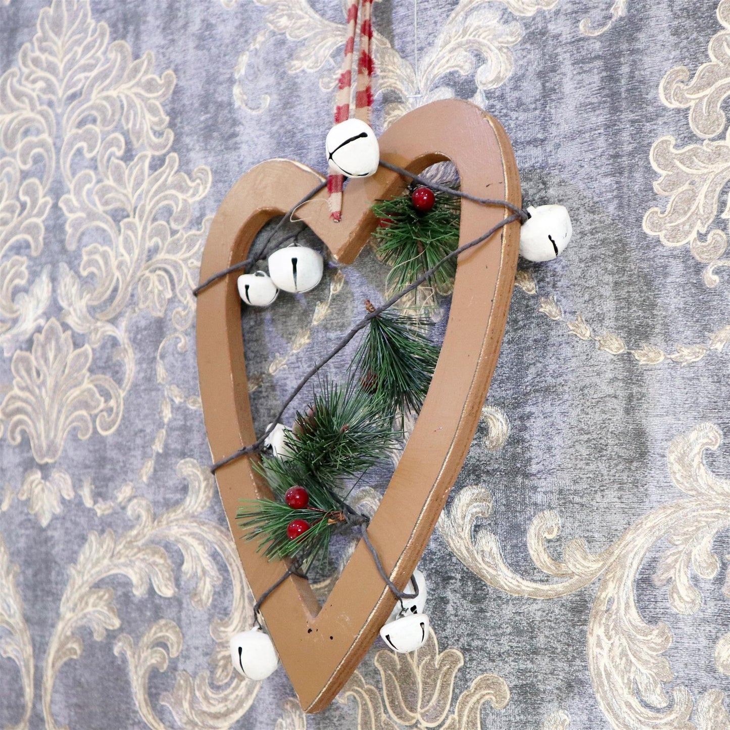 36cm Light Brown Heart Hanging Decoration