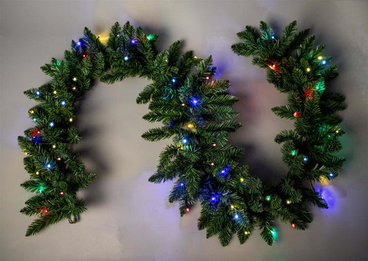 200cm Green Garland with LEDs
