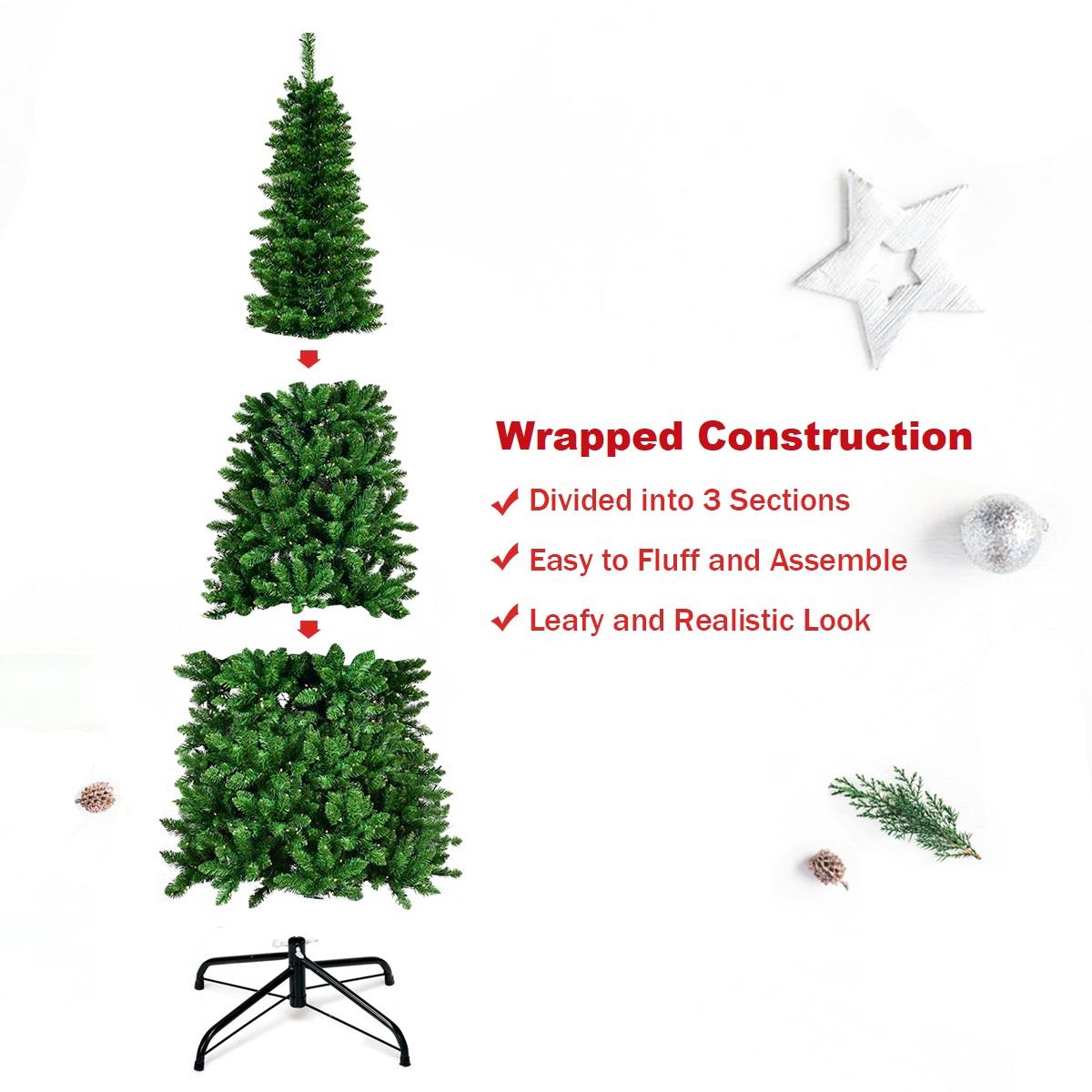 6Ft Pre-Lit Green Pencil Christmas Tree Cool White