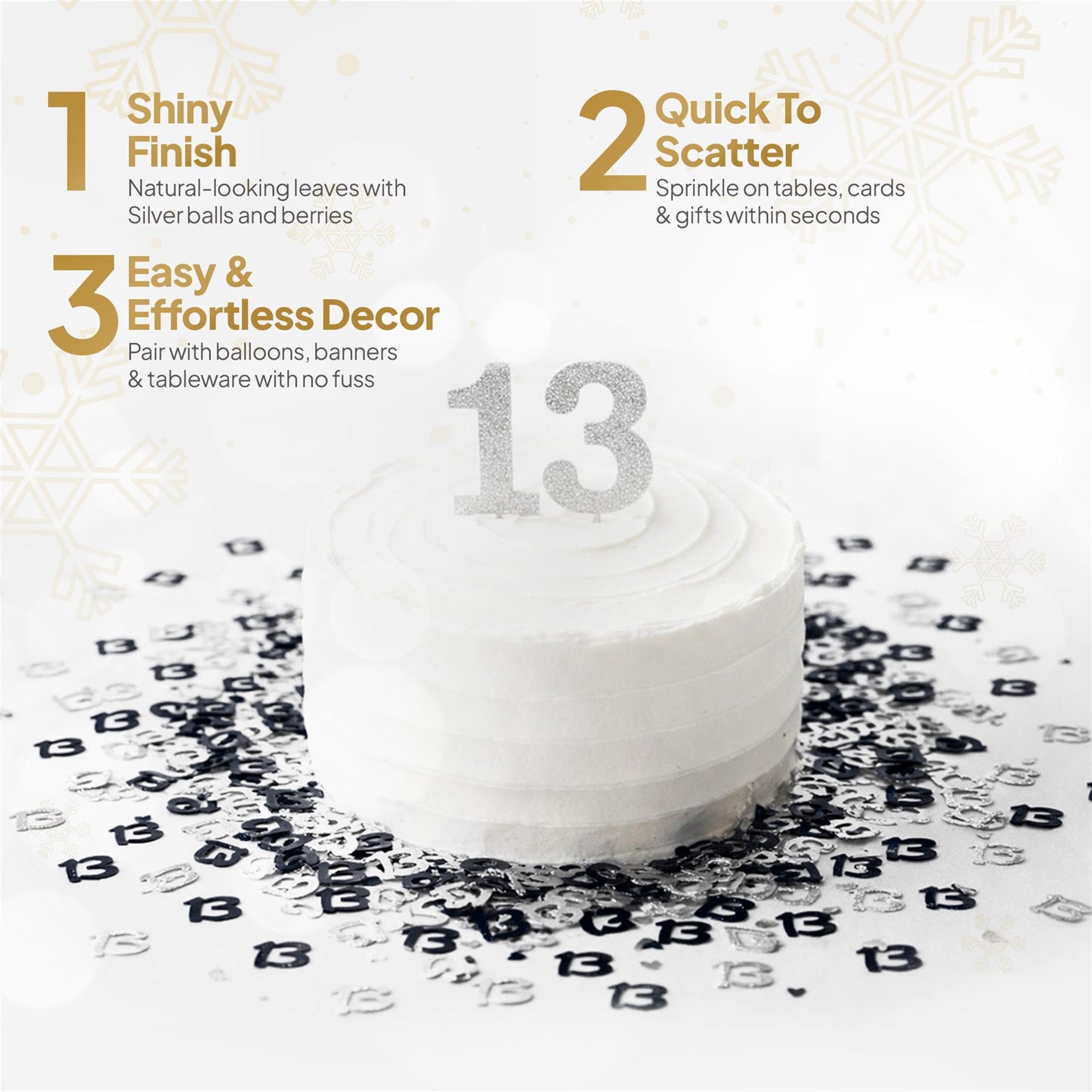 4 Packs of 14g Black-Silver 13th Birthday Foil Confetti Party Table Decoration Sprinkles