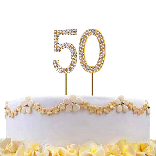 Gold Diamond 50 Cake Topper