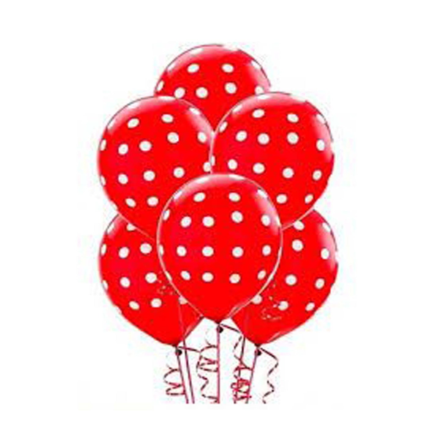 12 Red Polka Dot Balloons - 12"