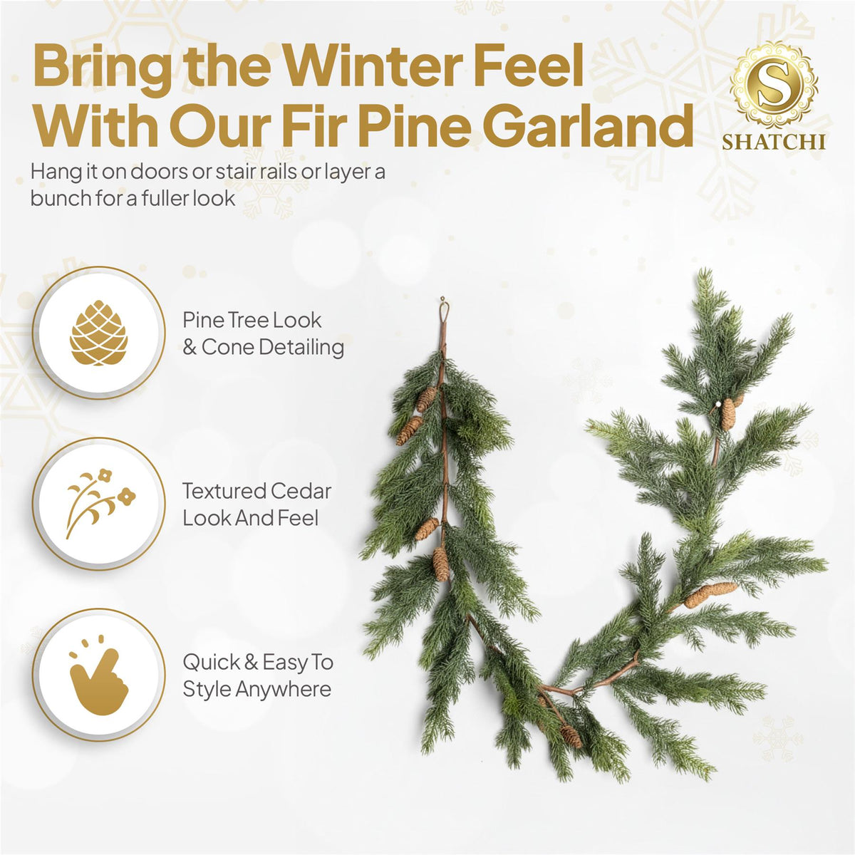 180CM FIR WITH PINE CONES GARLAND