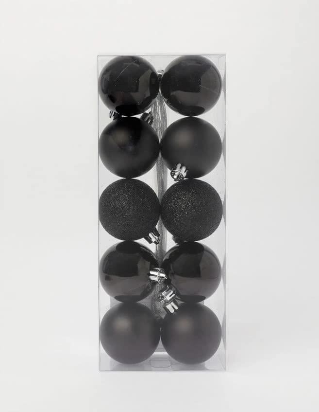 18 Black Baubles - 6cm