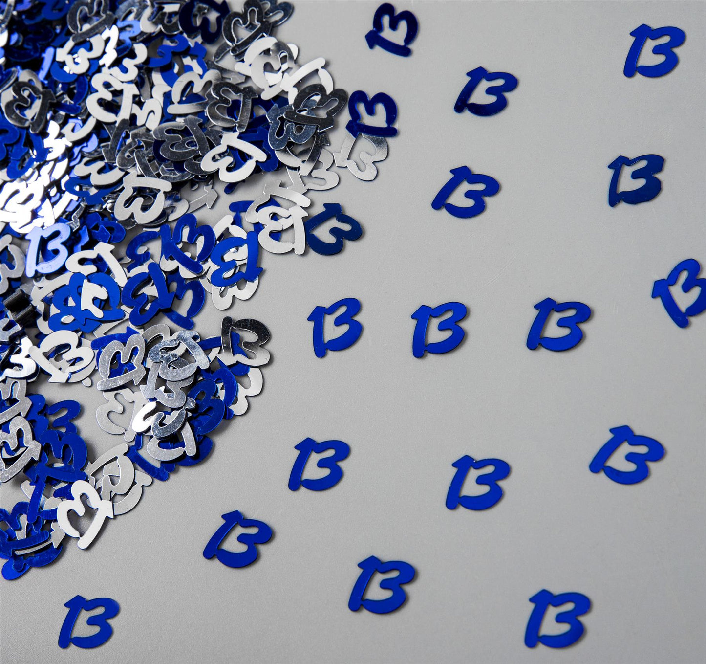 4-Pack 13th Birthday Blue and Silver Confetti