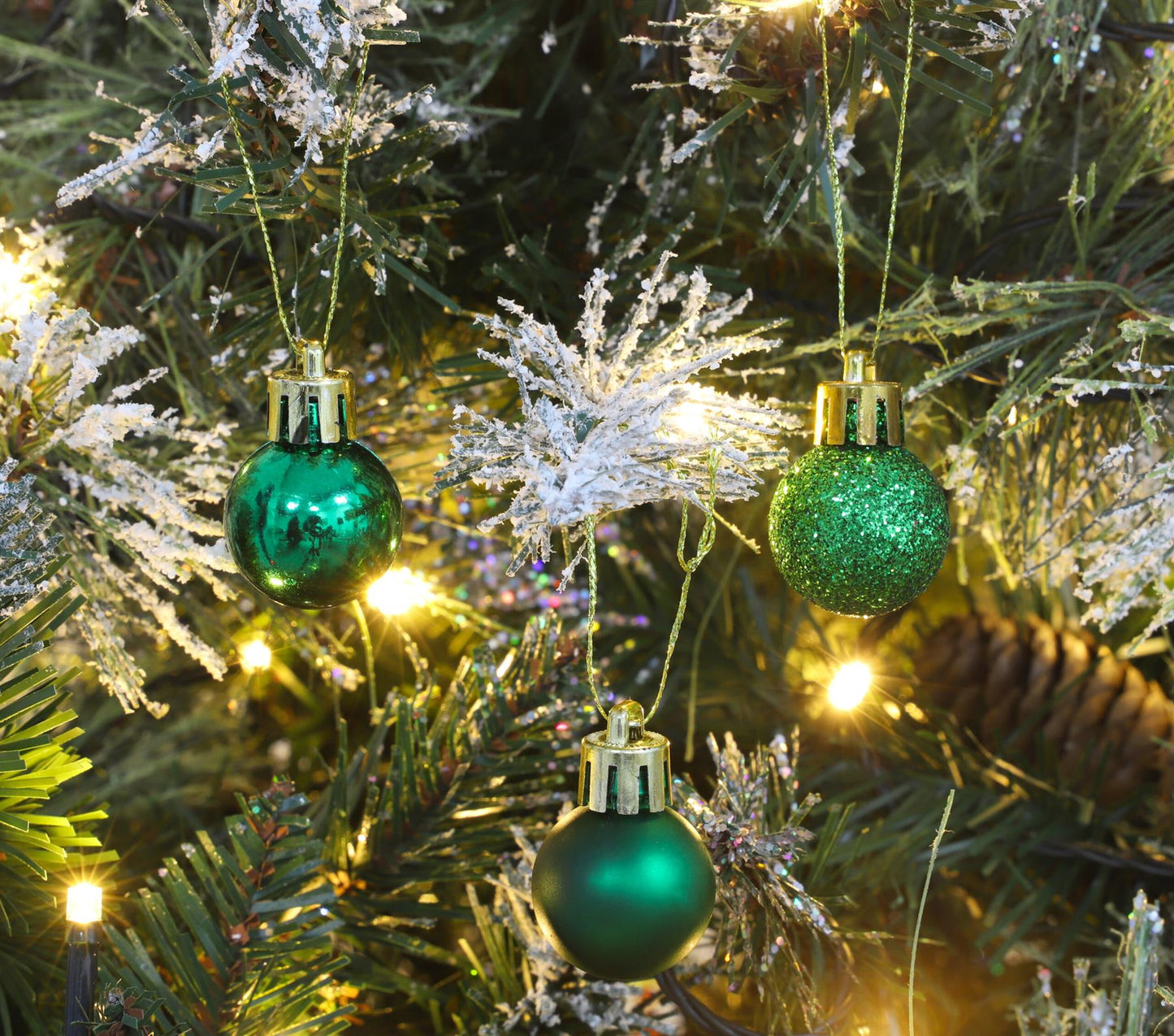 12 Green Baubles - 3cm