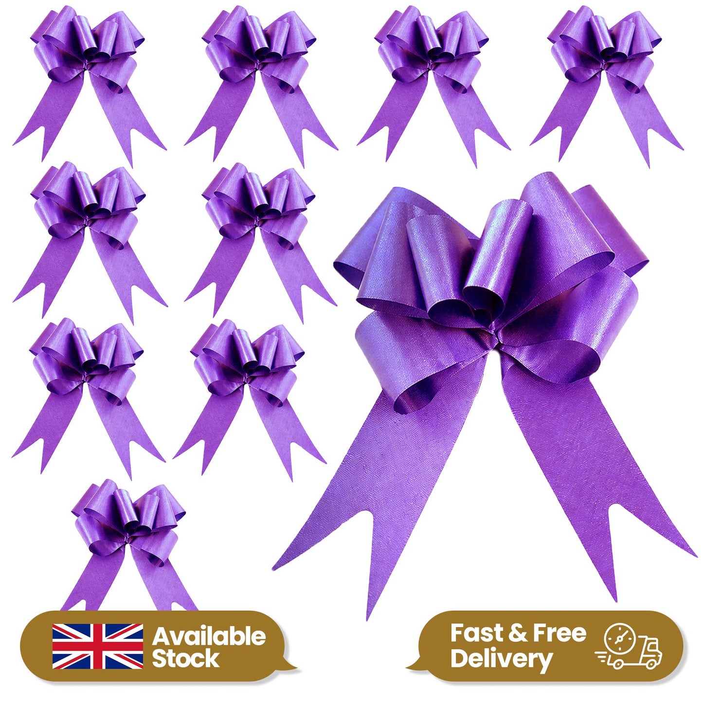 Shatchi 60pcs Purple 50mm/5cm Pull Bows Gift Wrap & Hampers