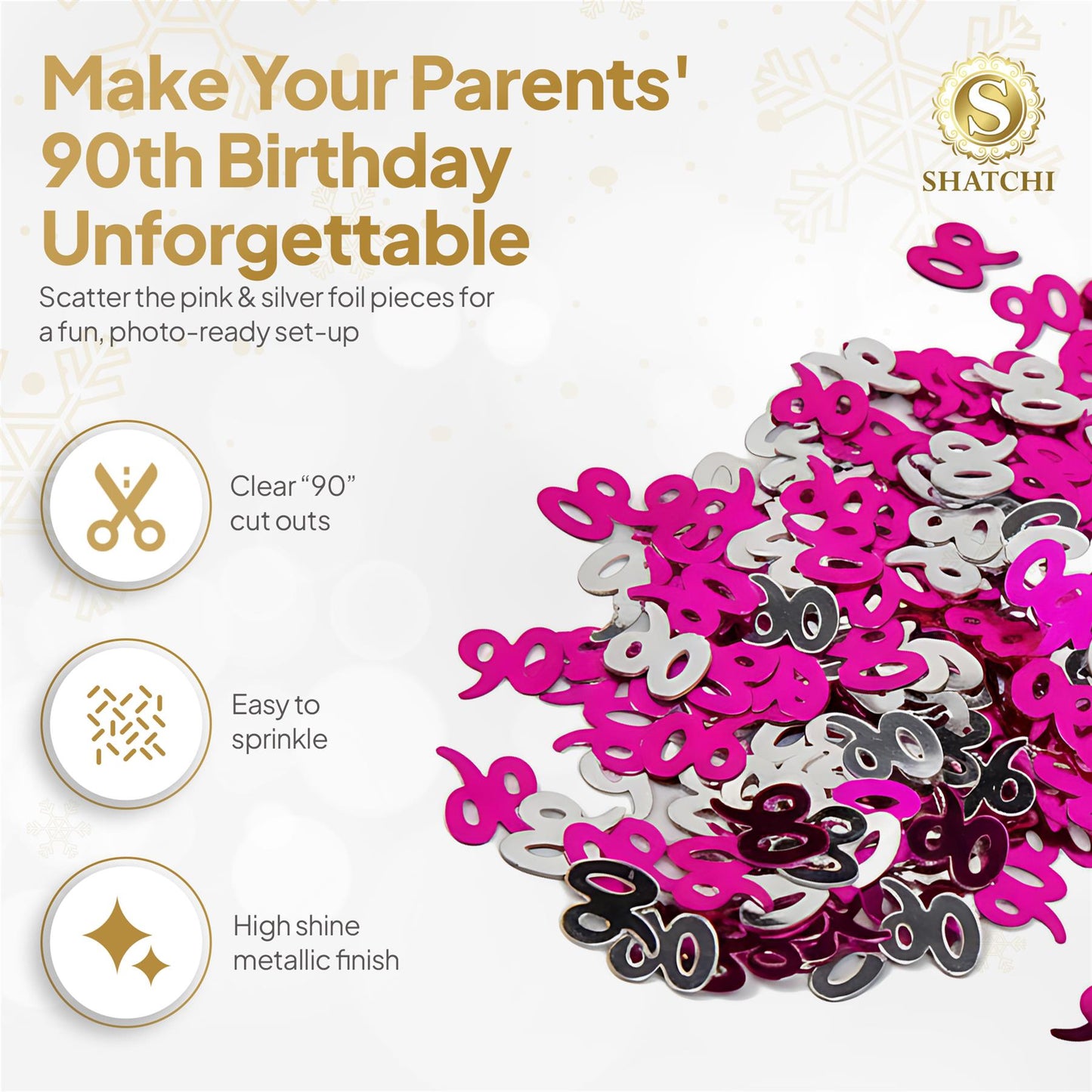 14g 90th Pink Birthday Confetti