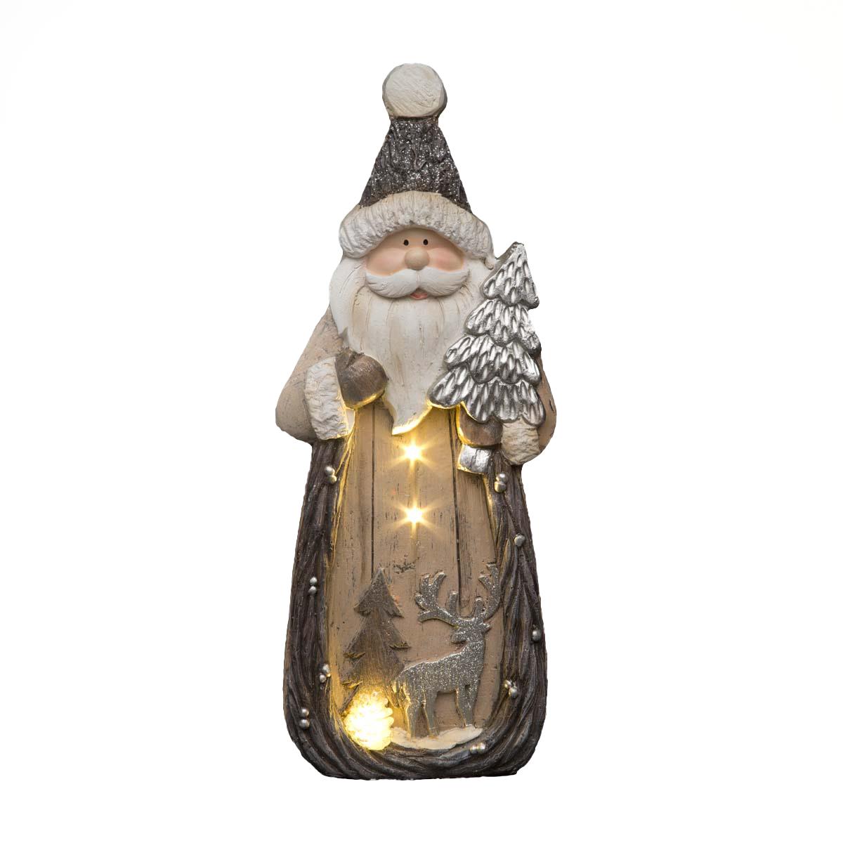 46cm Santa Figurine with LED Forest Scene