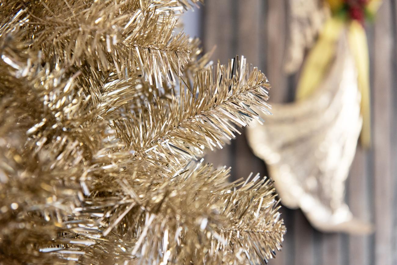 5ft Champagne Gold Tinsel Christmas Tree