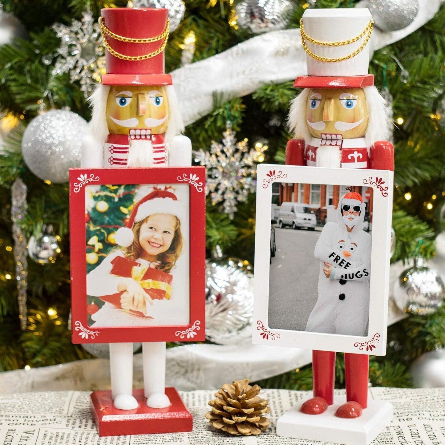 2 Wooden Nutcracker Photo Holders (38cm)