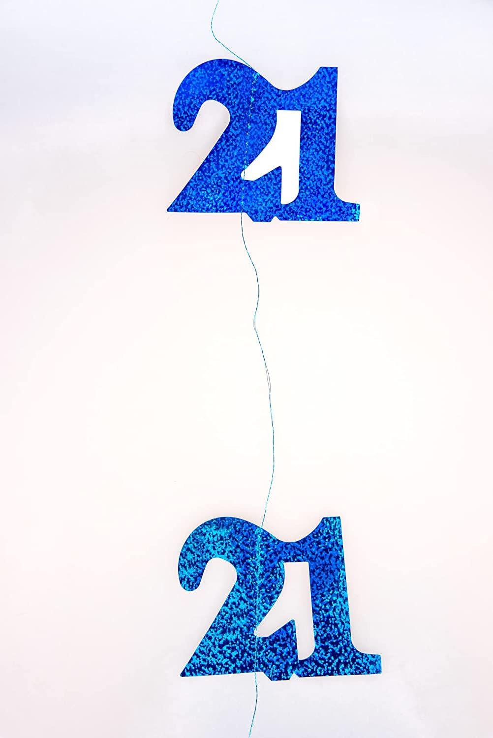 5ft Hanging Glitz Blue Prism 21st Birthday - Pack of 6