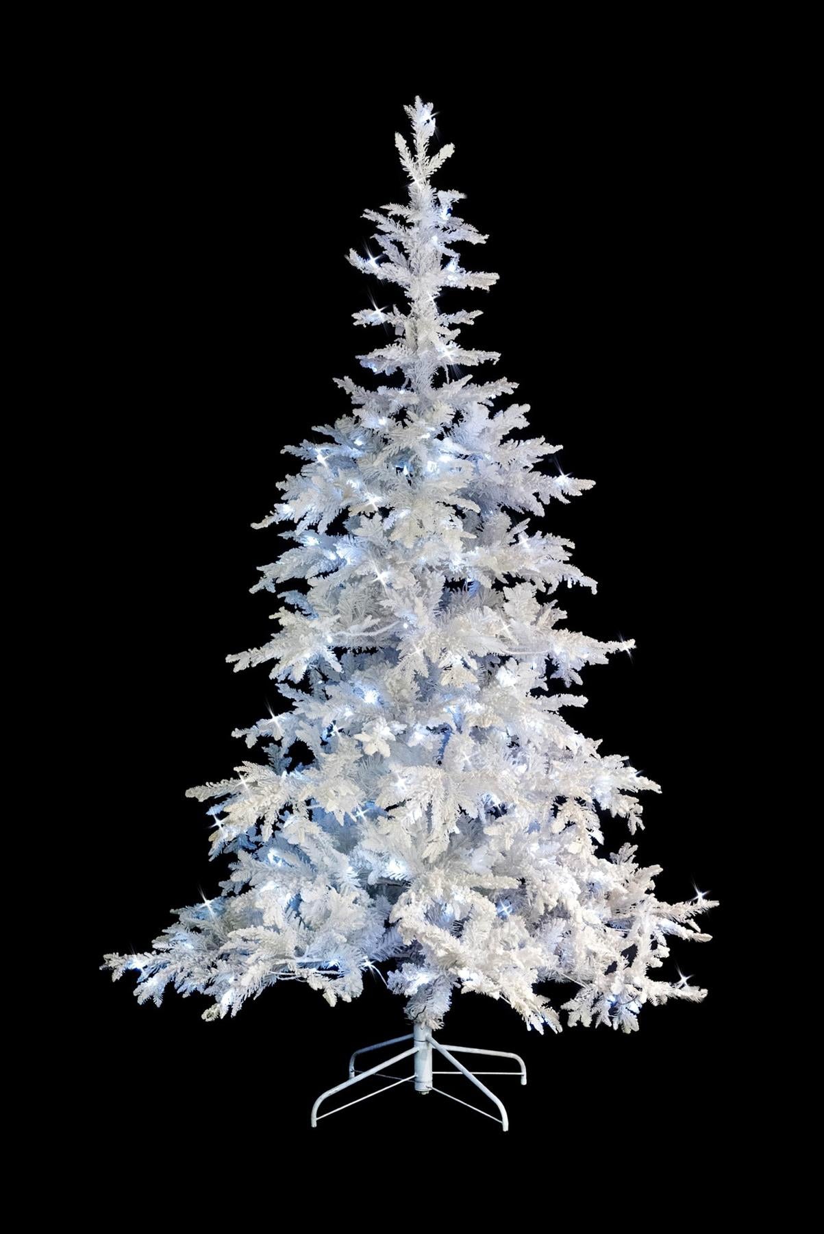 8ft Bavarian Pine White Flocked Pre-Lit LED Christmas Tree