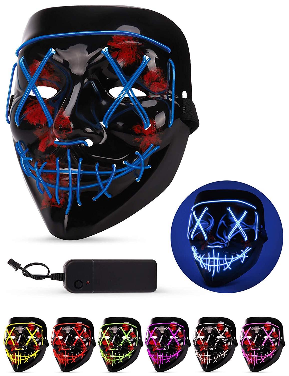 Blue Halloween Purge Mask with LEDs