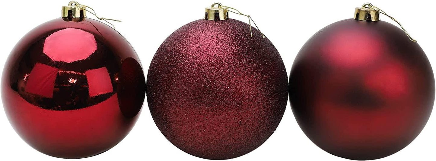 3 Dark Red Baubles - 6cm