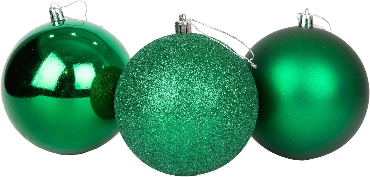 3 Dark Green Baubles 10cm