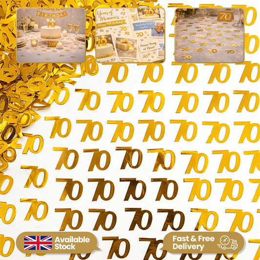 70th Birthday Confetti - Gold, 14g, 4 Pack