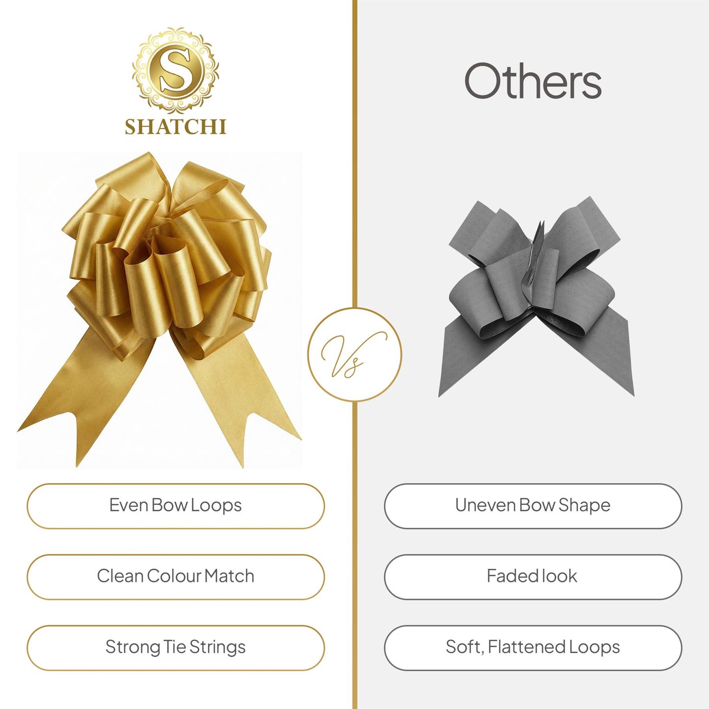 Shatchi 10pcs Gold 50mm/5cm Pull Bows Gift Wrap & Hampers