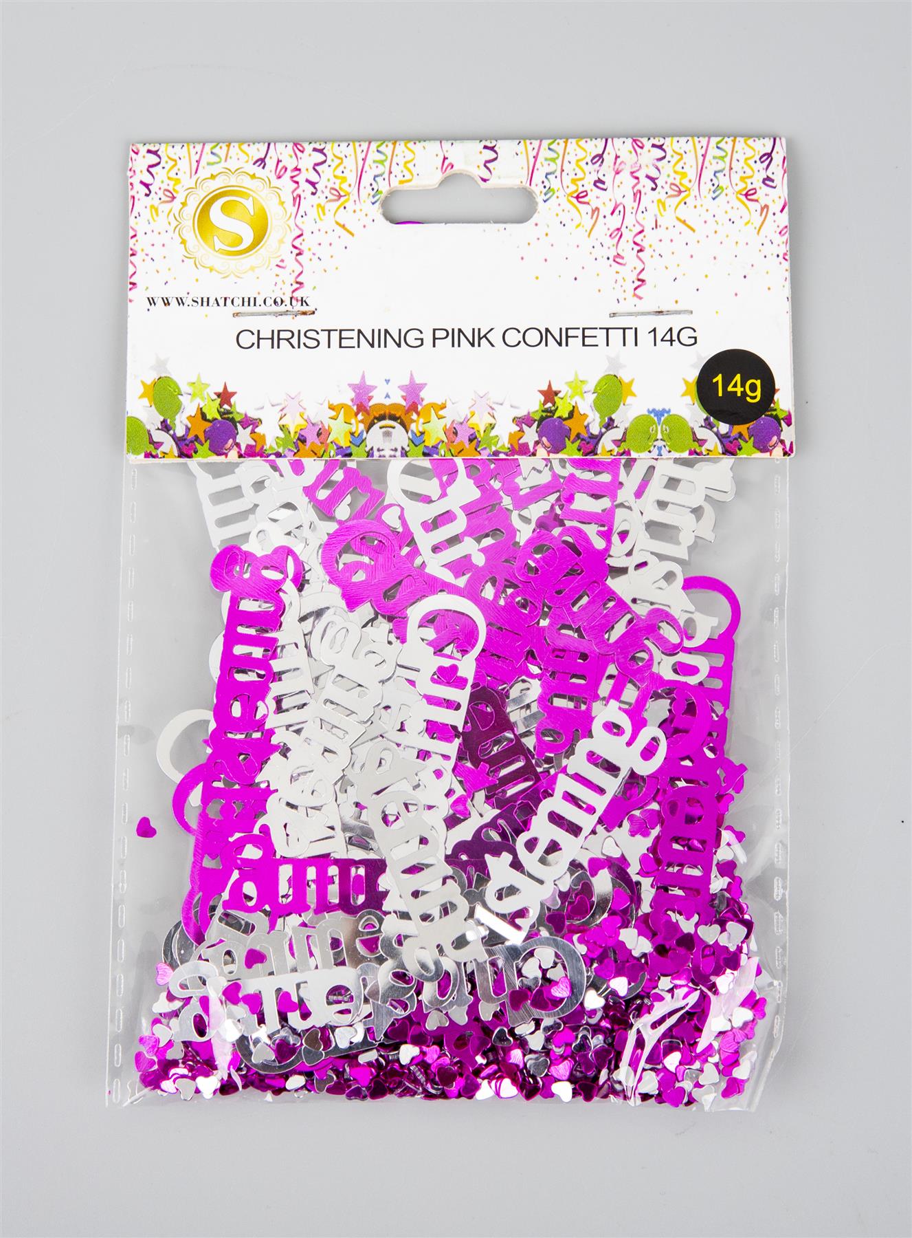 5 x 14g Pink Christening Confetti