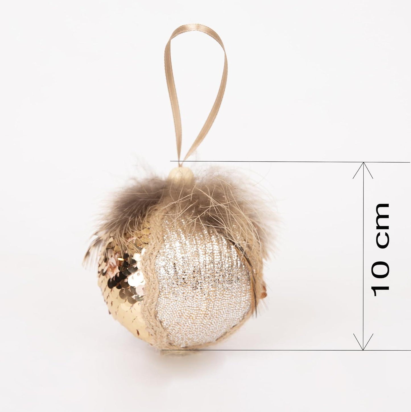 7cm Gold Glitter Bauble - 3Pcs