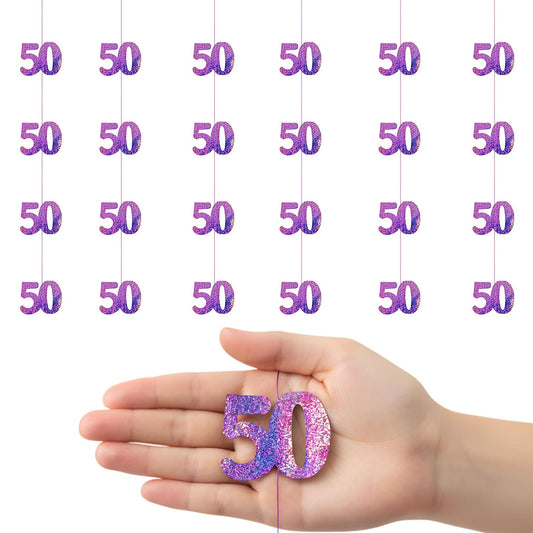 Shatchi 50th Glitz Pink Foil Hanging String Party Decorations Pack of 6