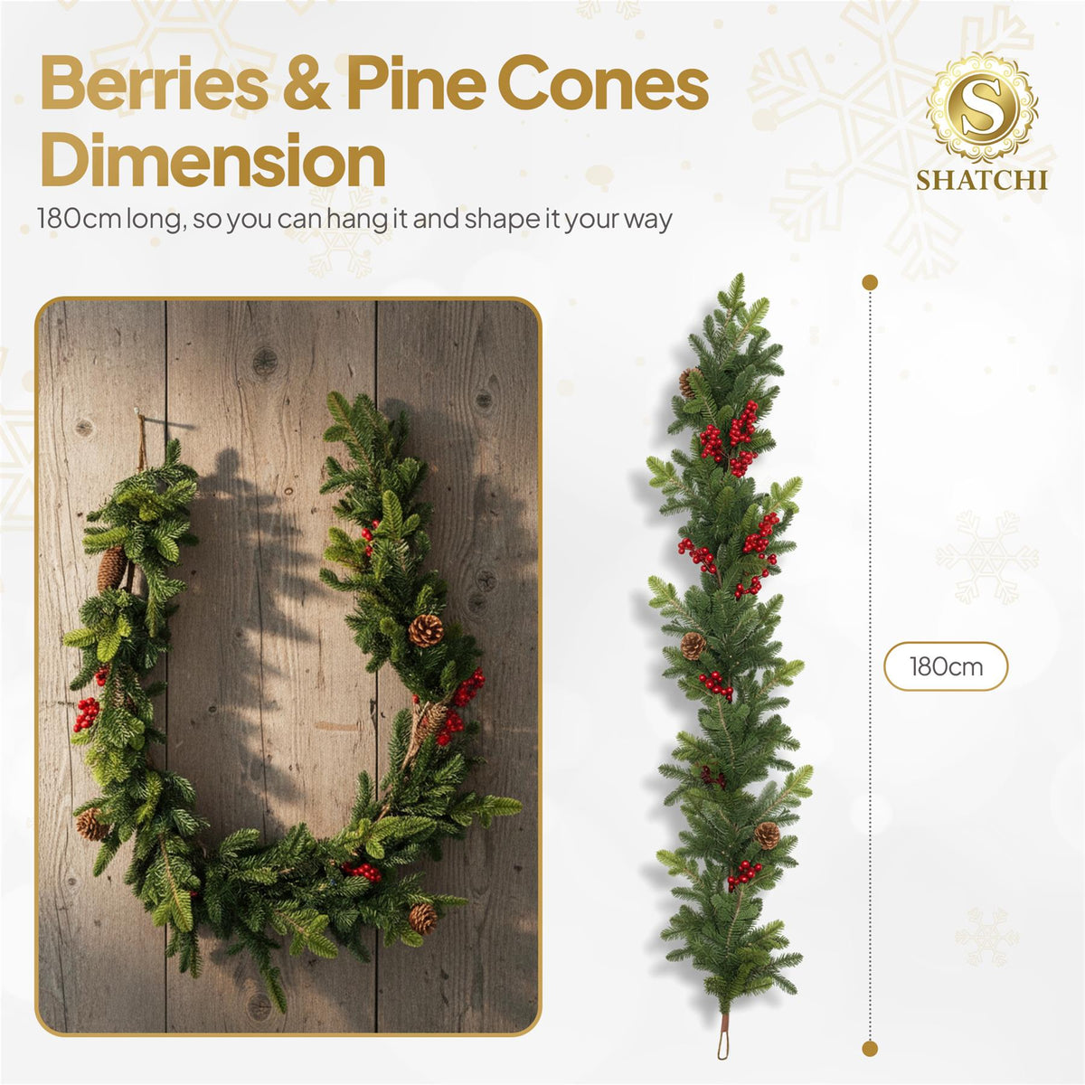 180CM FIR WITH BERRIES AND PINE CONES GARLAND