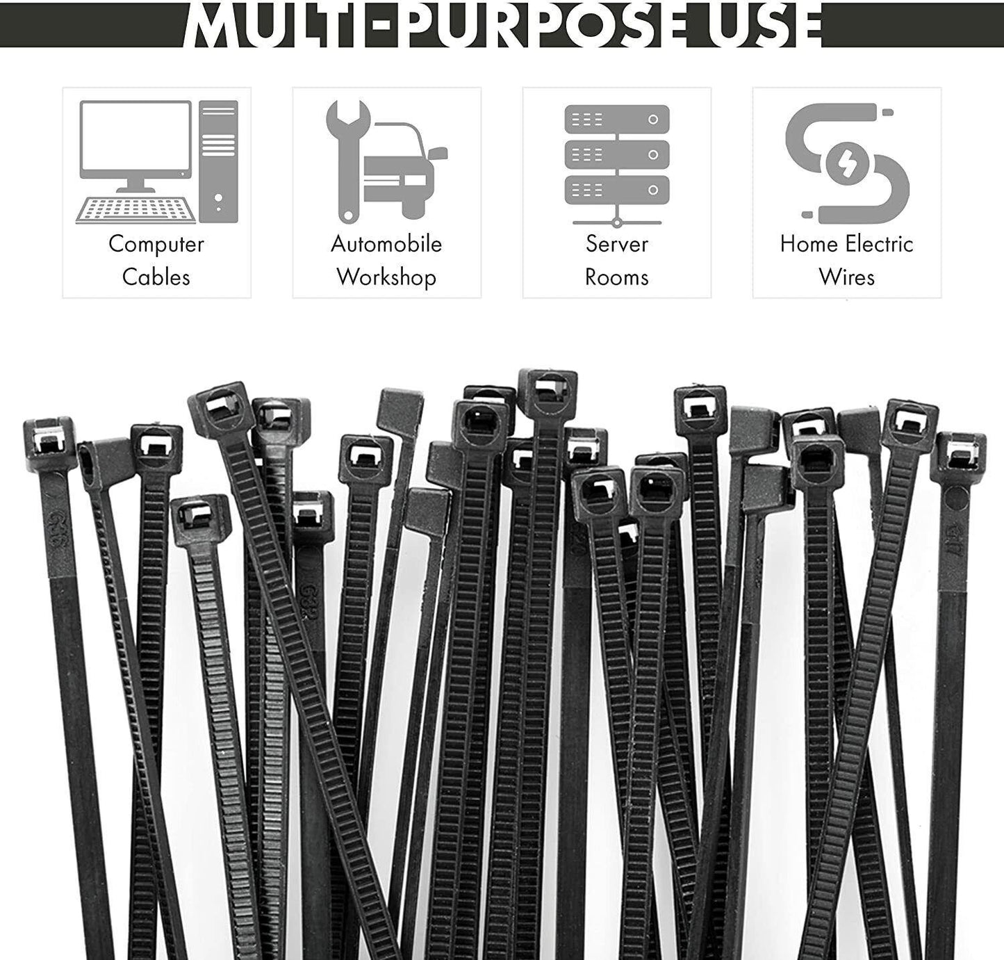 100pcs Black Nylon Plastic Cable Ties - 100 x 2.5mm