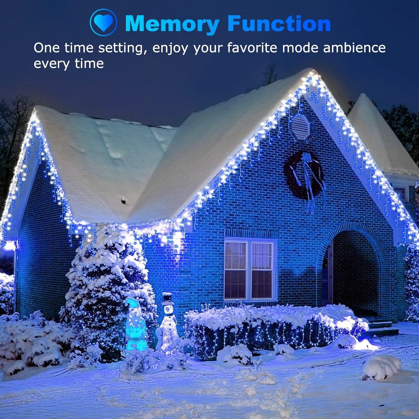 1200 White & Blue LED Connectable MF Icicle String Lights - 25m