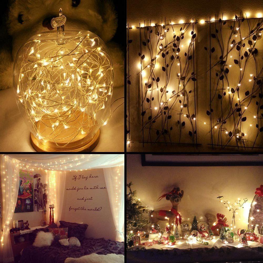 100 Warm White LED Battery Fairy String Lights - 10m