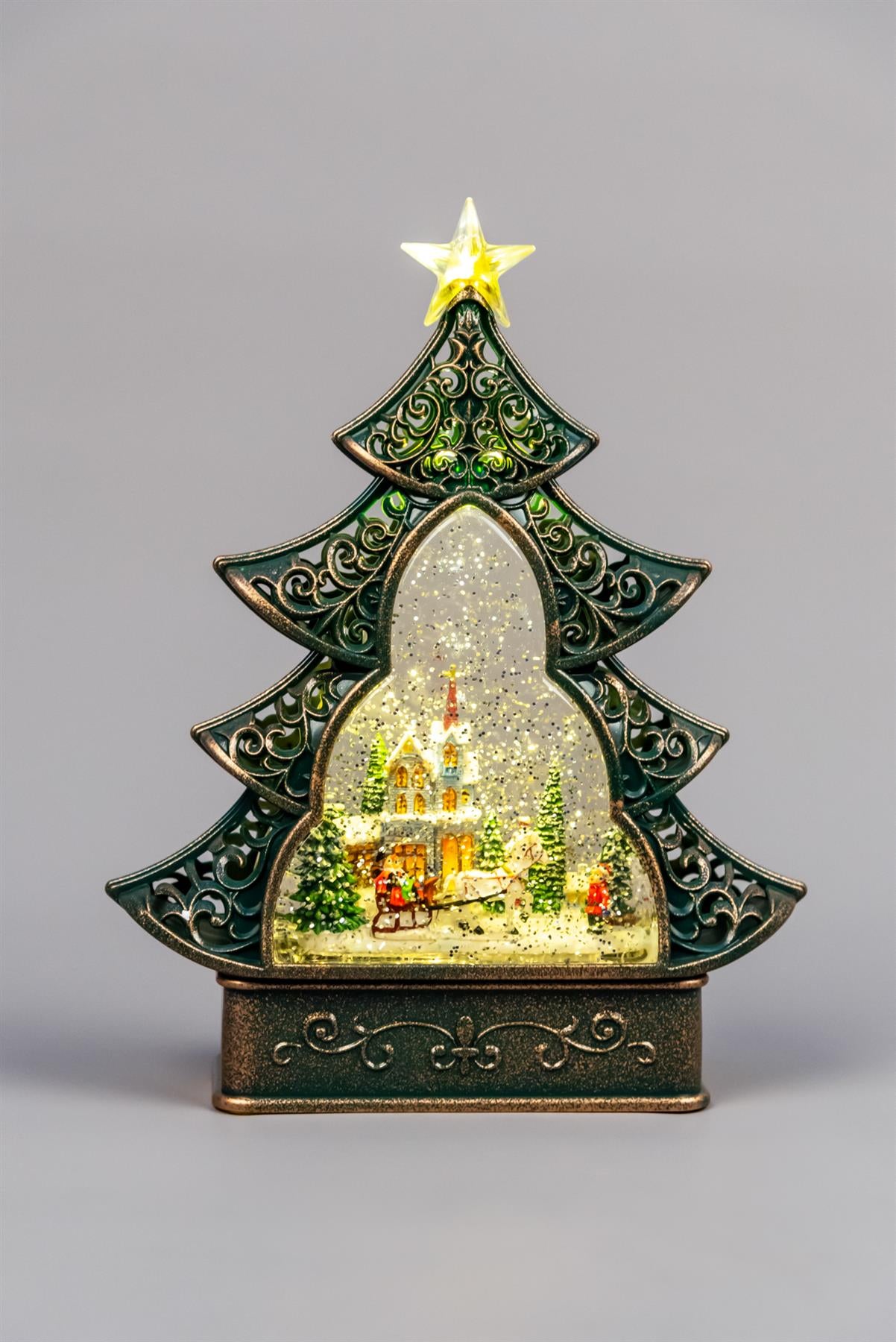 Christmas Tree Light-Up Nativity Snow Globe