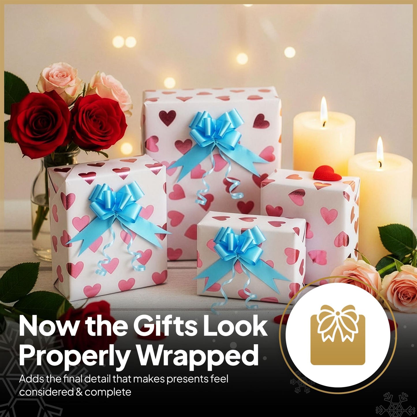 Shatchi 60pcs Pale Blue 30mm/3cm Pull Bows Gift Wrap & Hampers