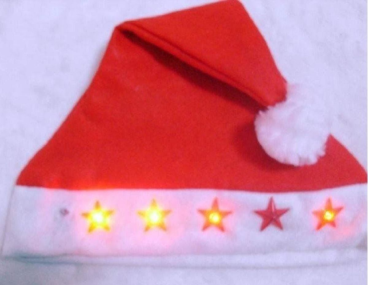 1 x Father Christmas Santa Hat with Flashing Lights