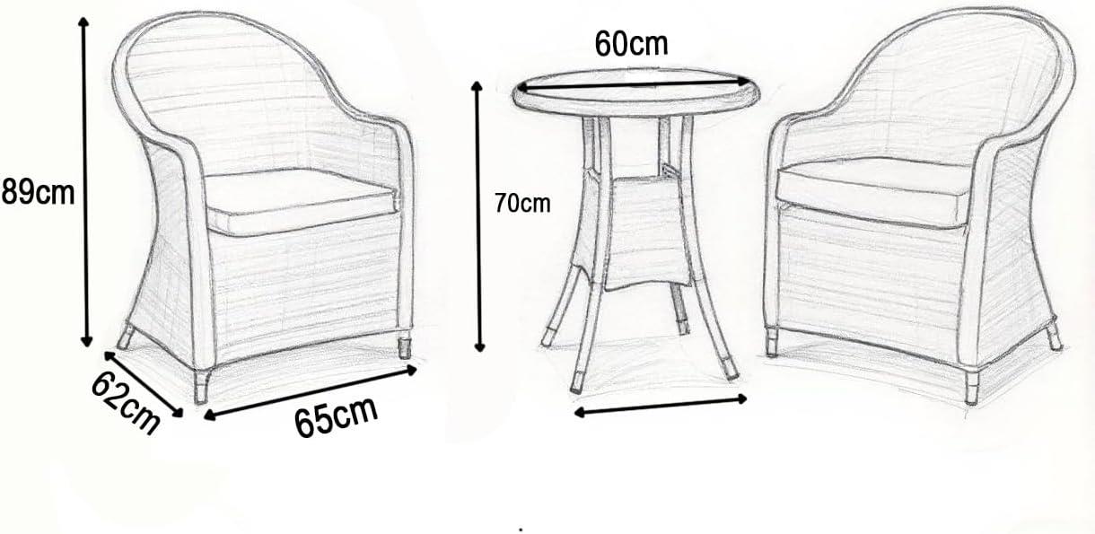 Sorrento 2 Seater Rattan Bistro Set 3Pcs